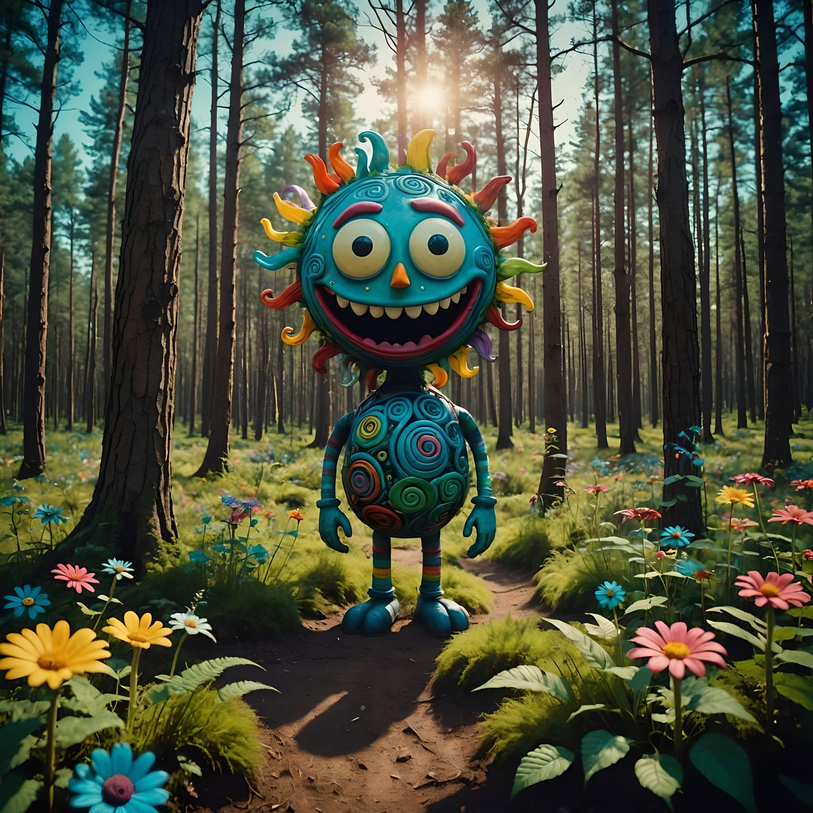 Surreal Whimsical Forest in Tim Burton Style