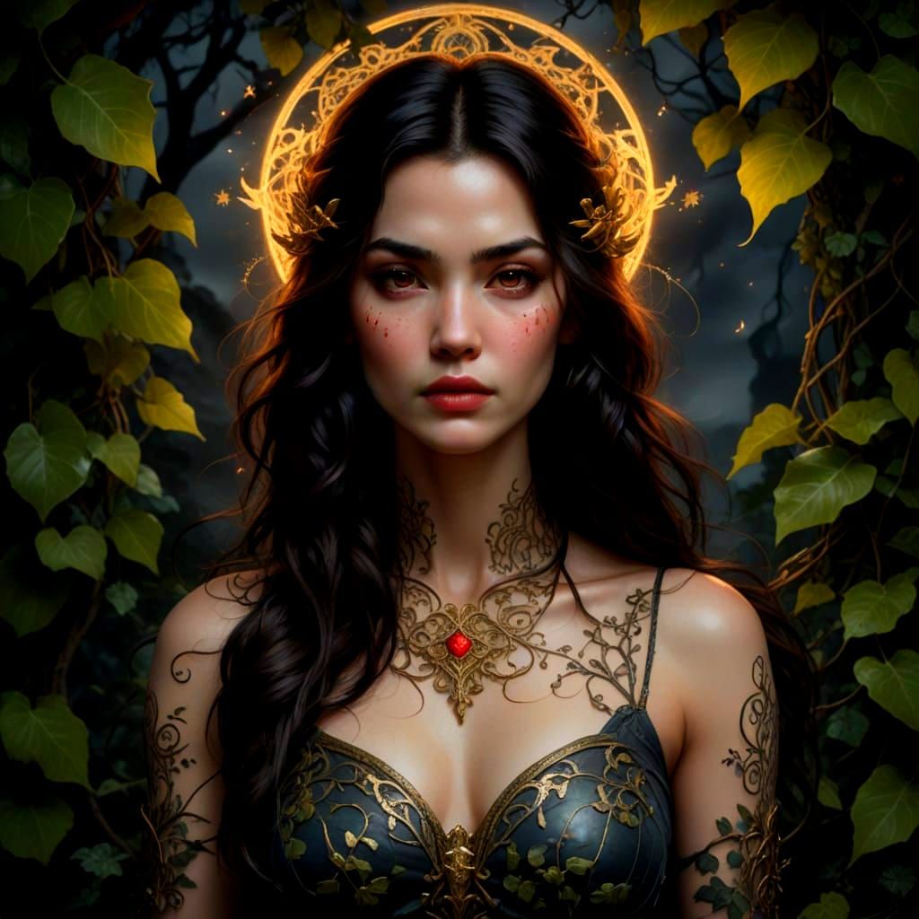 Mysterious Goddess of the Night, in Impressionist Style