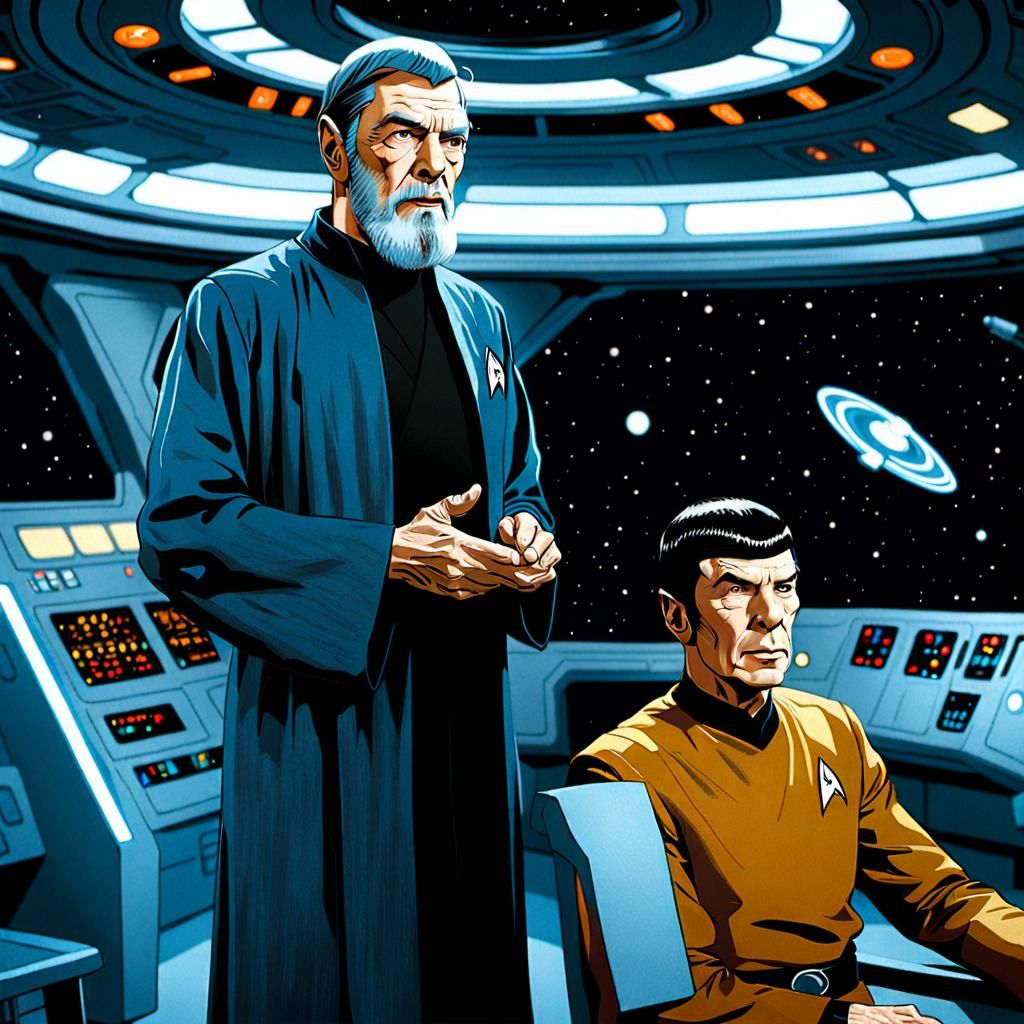 Obi-Wan Kenobi Meets Spock on the Enterprise