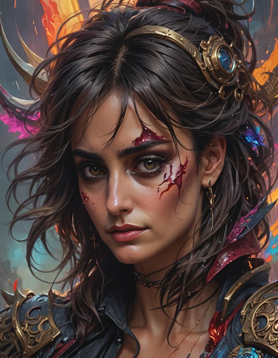 Dark Fantasy Portrait in Demonpunk Style