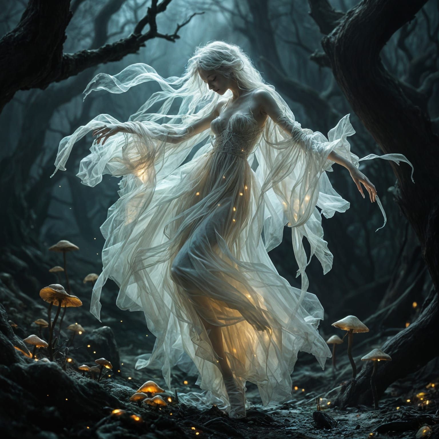 Mist Doll Dances in Haunted Forest