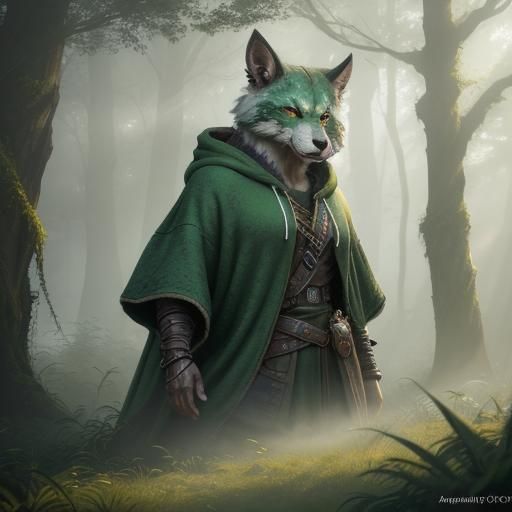 Therian in Green Hoodie: Detailed Fantasy Art