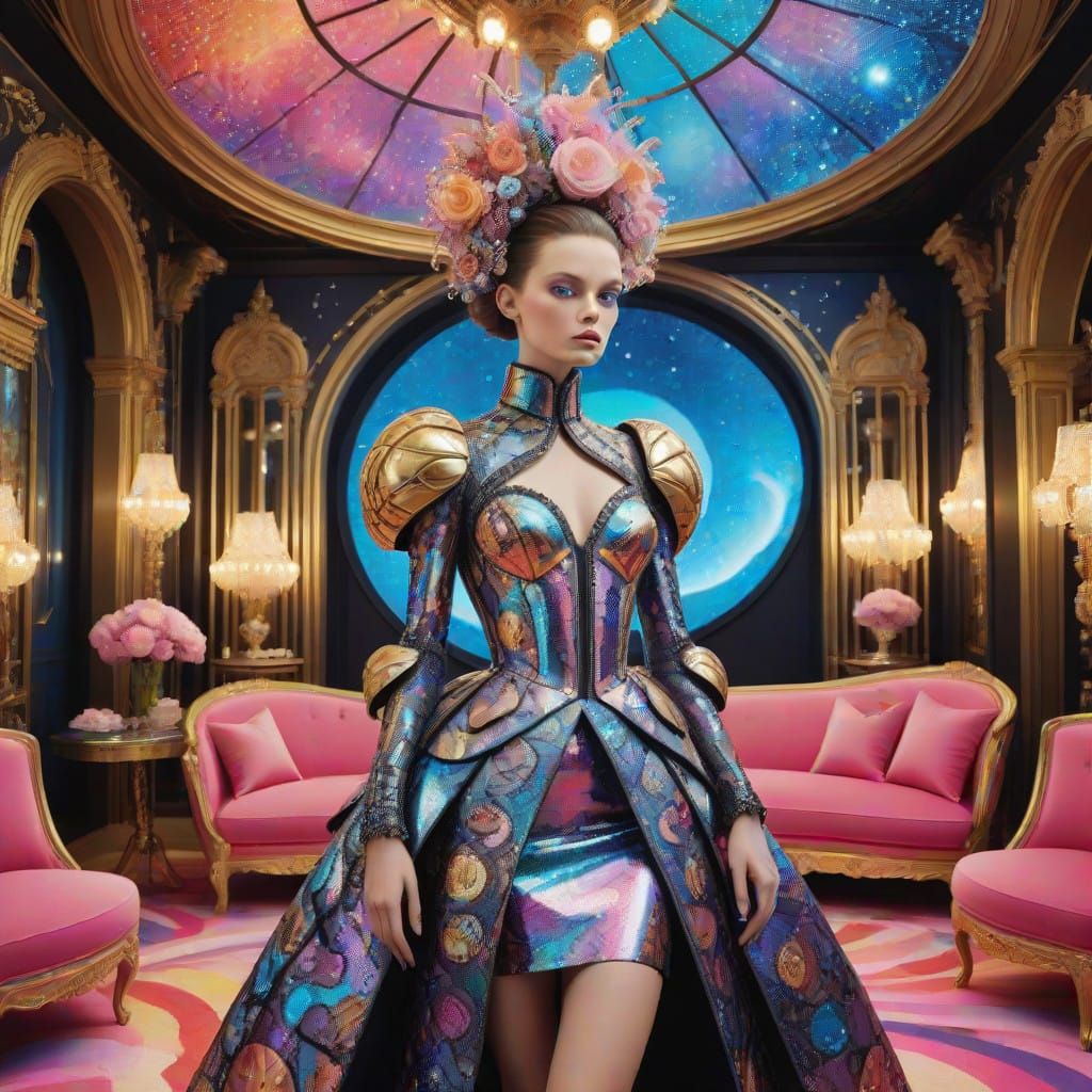 Rococo Space Ship in Opulent Futuristic Style