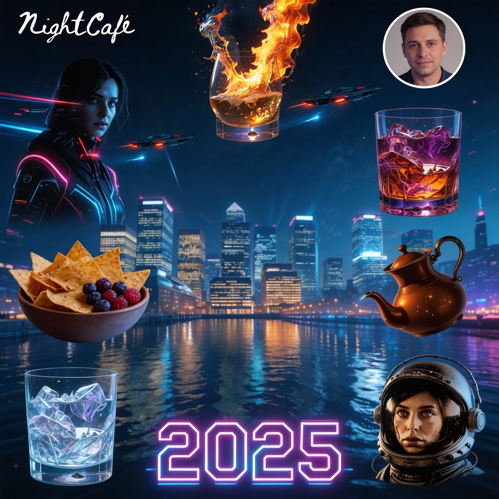AI Collage of 2025 NightCafe Artworks