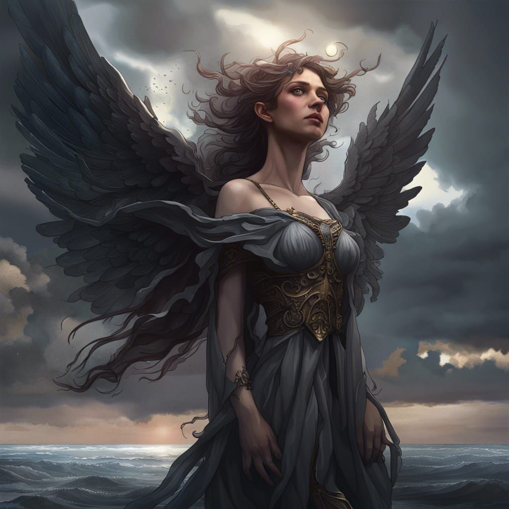 Fallen Angel in Dark Fantasy Gothic Style