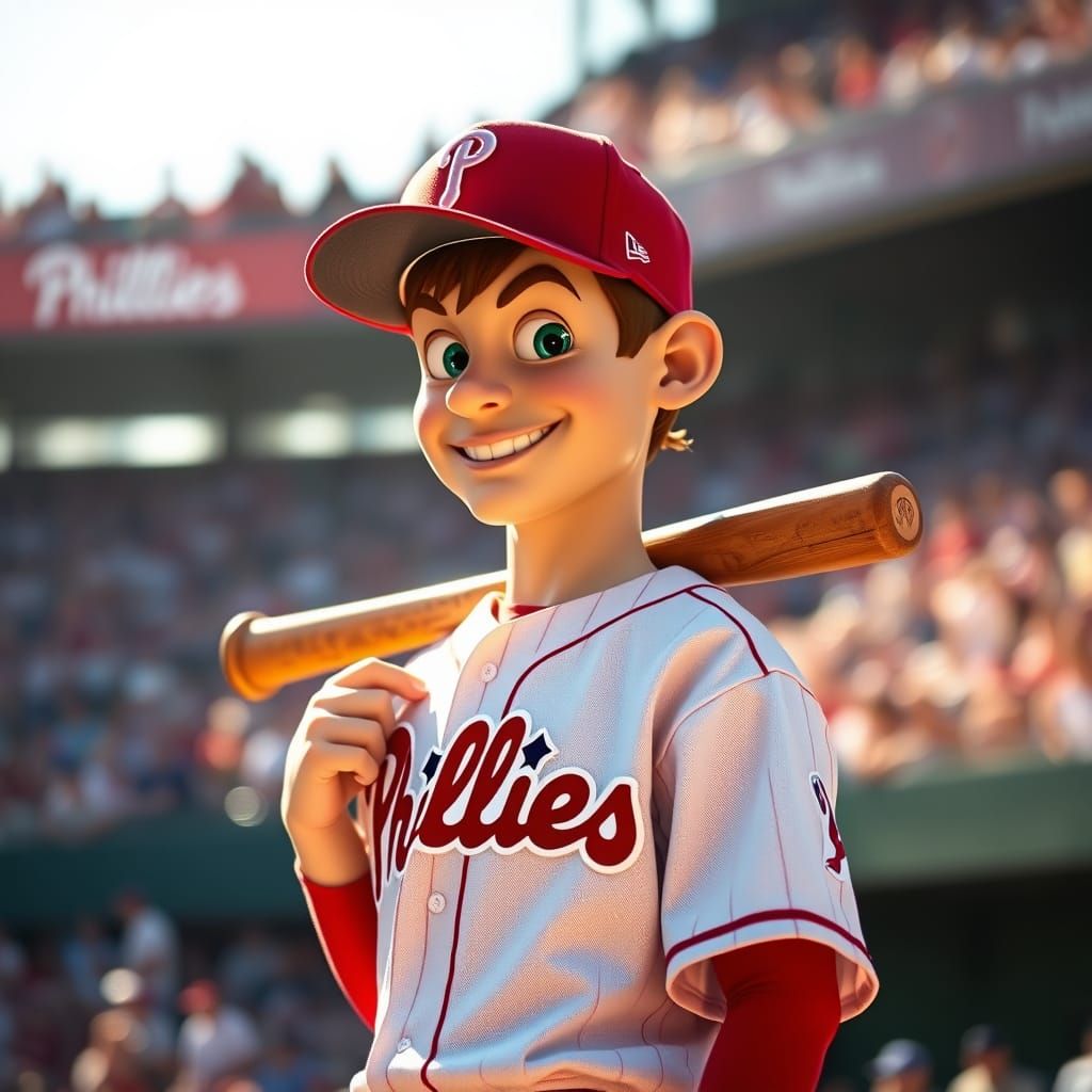 Jimmy Neutron Baseball Star in Phillies Gear
