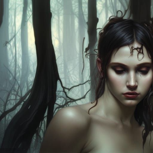 Creepy Aphrodite Portrait in Demonic Style