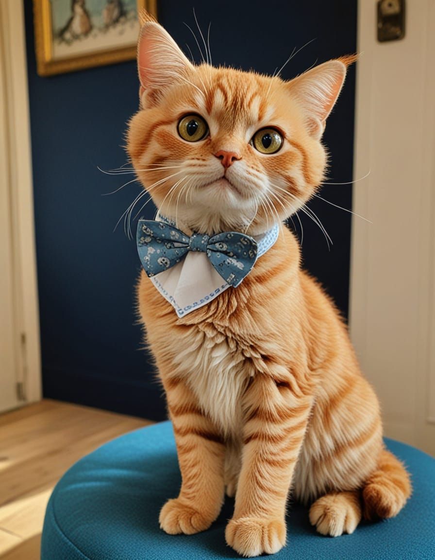 Anthropomorphic Feline Portrait in Whimsical Art