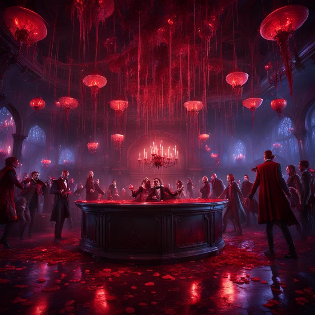 Vampire Techno Party with Blood Sprinklers