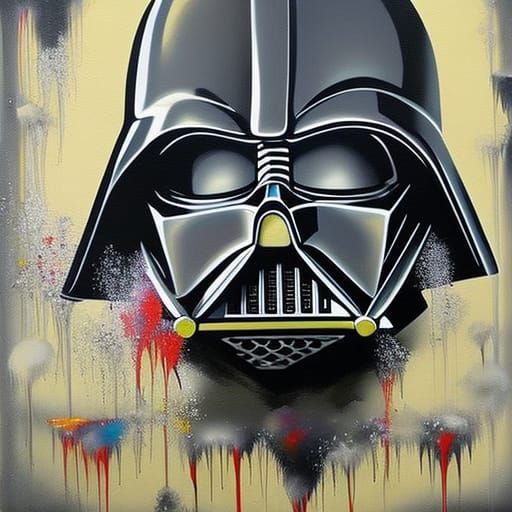 Darth Vader Graffiti Art in Polychromatic Style