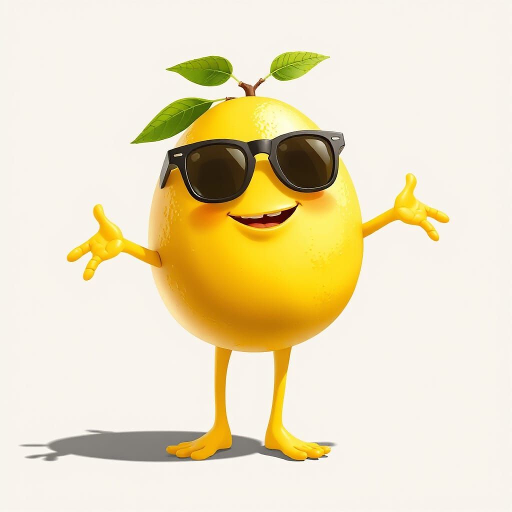 Cartoon Lemon Character with Sunglasses