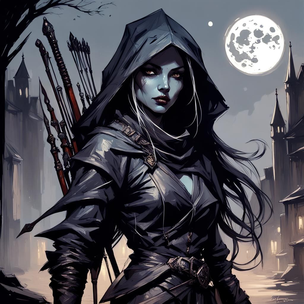 Dark Elf Assassin Portrait in Fantasy Style