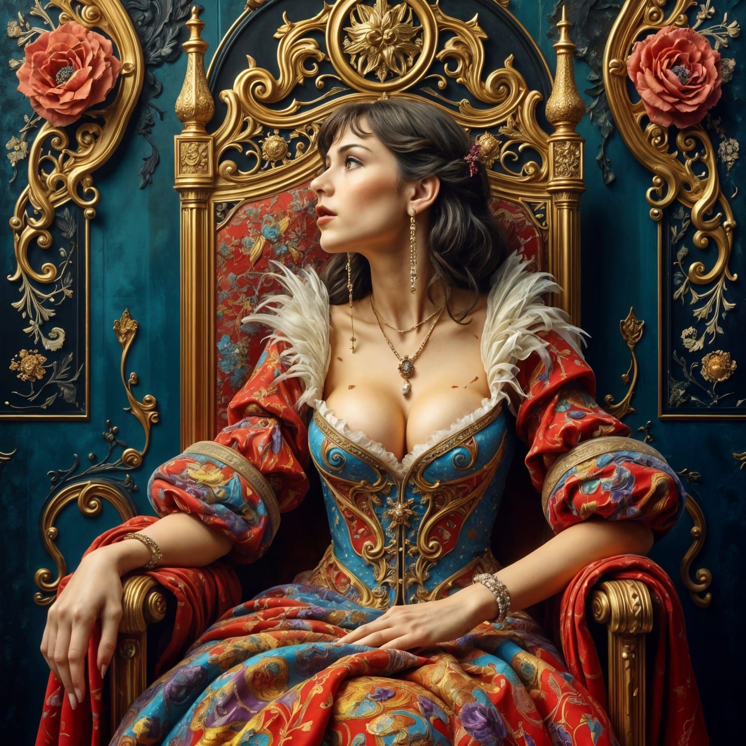 Ethereal Royal Portrait in Neo-Impressionist Oil Painting