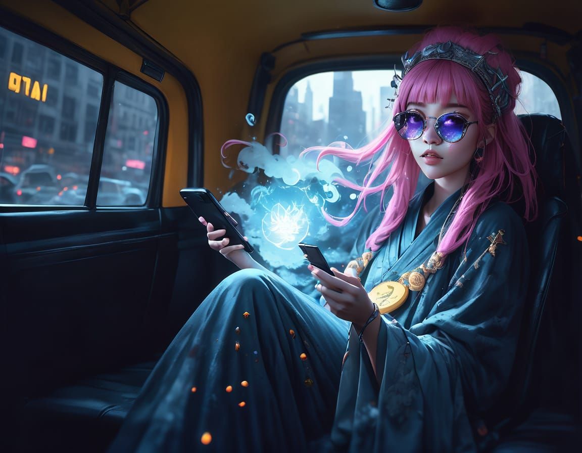 Mystical NYC Taxi Ride in Whimsical Fantasy Style