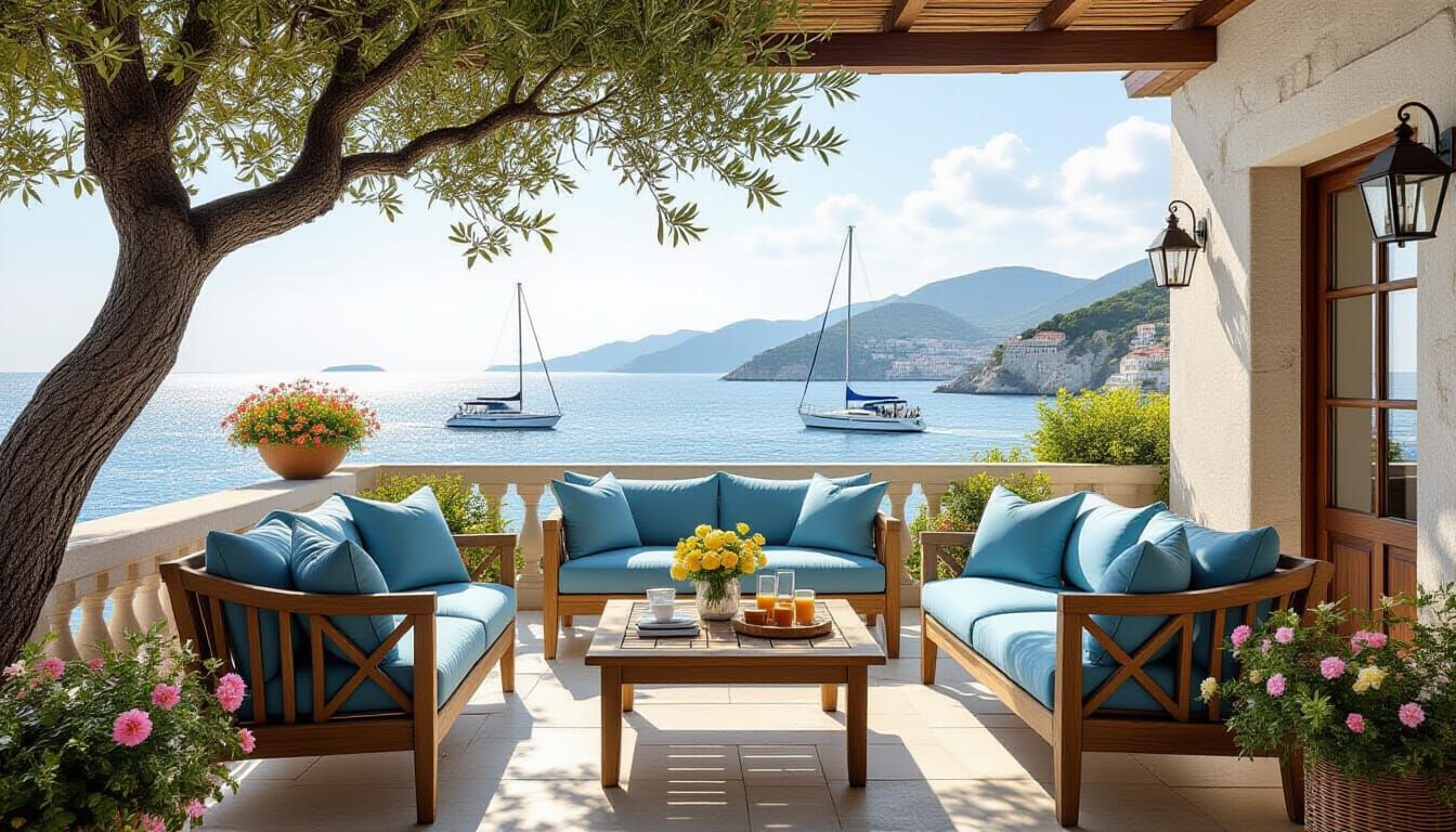 Mediterranean Villa Terrace in Photorealistic Style