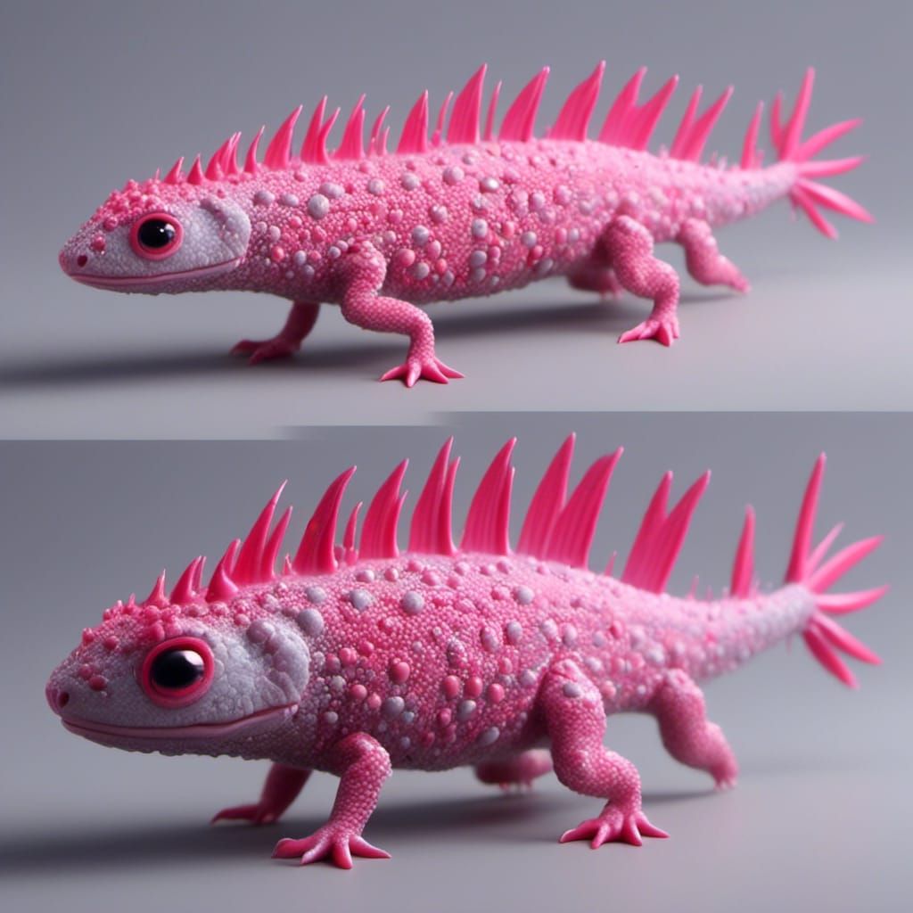 Cute Axolotl Lizard Hybrid Creature