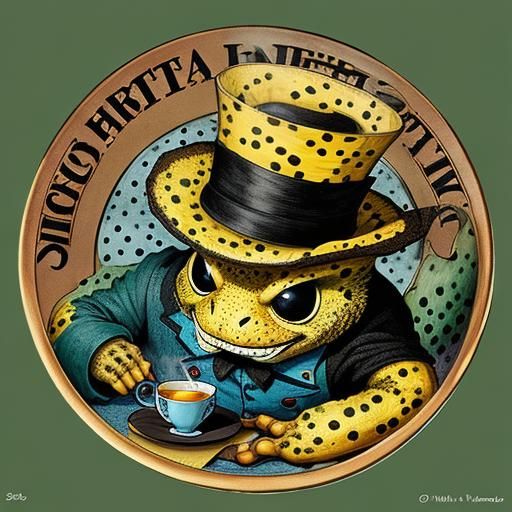 Salamander's Tea Party in Gothic Cel-Shaded Style