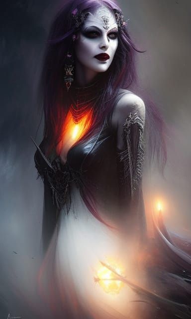 Creepy Vampire Bride Portrait in Digital Art Style