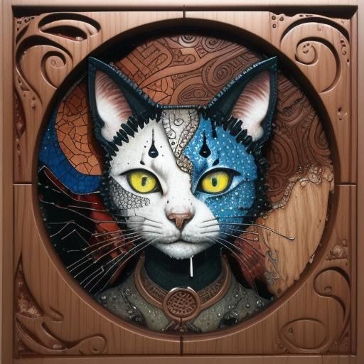 Surreal Claymation Cat with Ink Drips