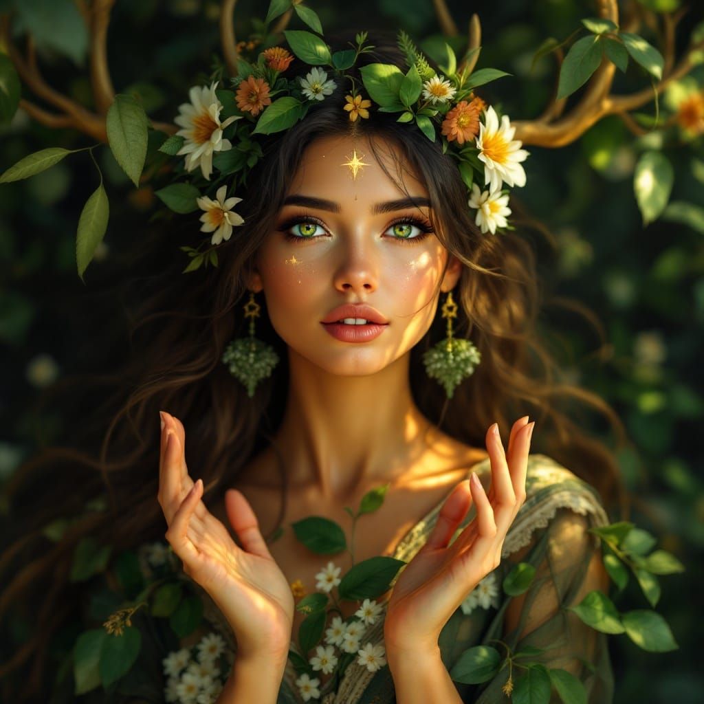 Woman of the Earth in a Cosmic Crown