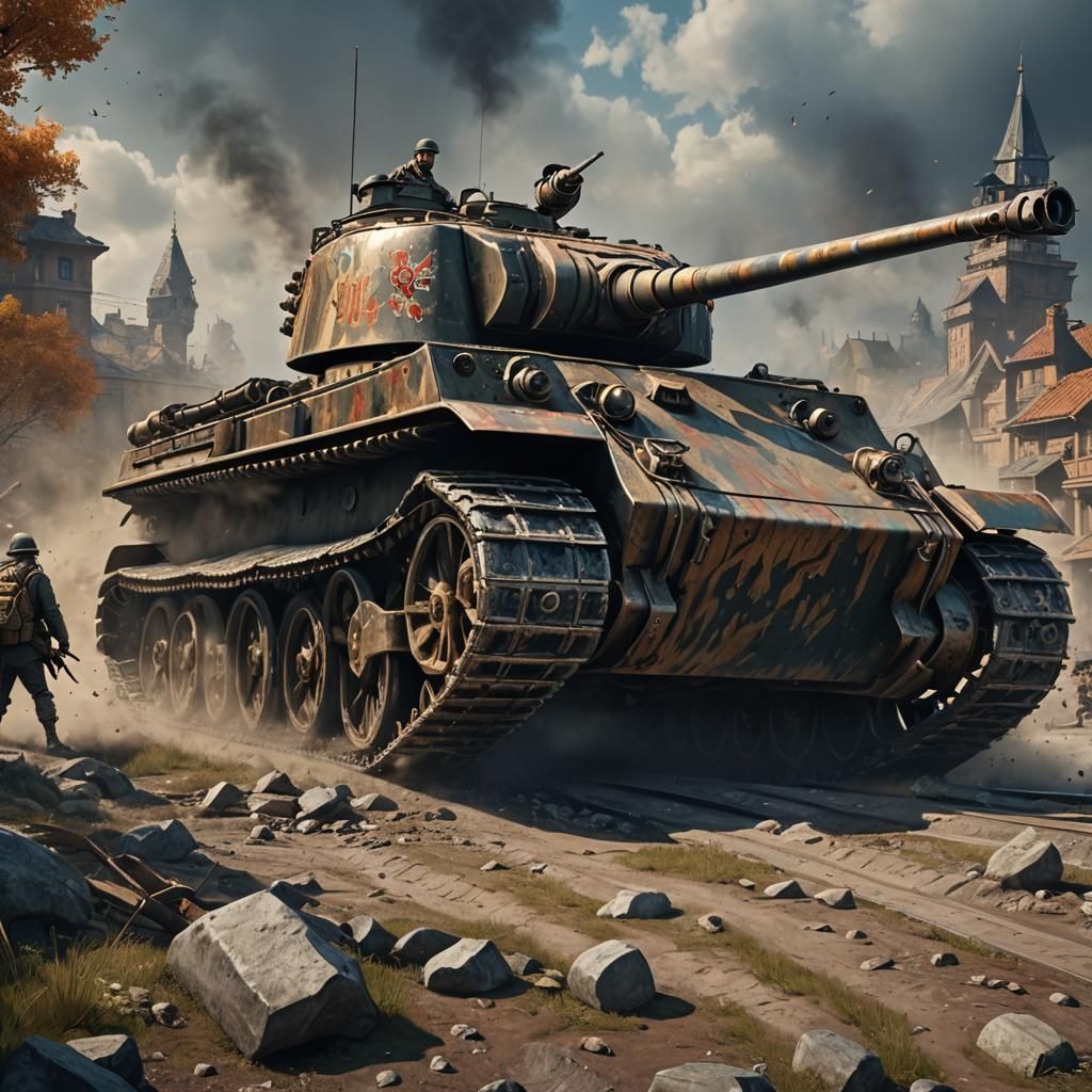 German Tiger Tank vs KV-1 in Detailed Matte Painting