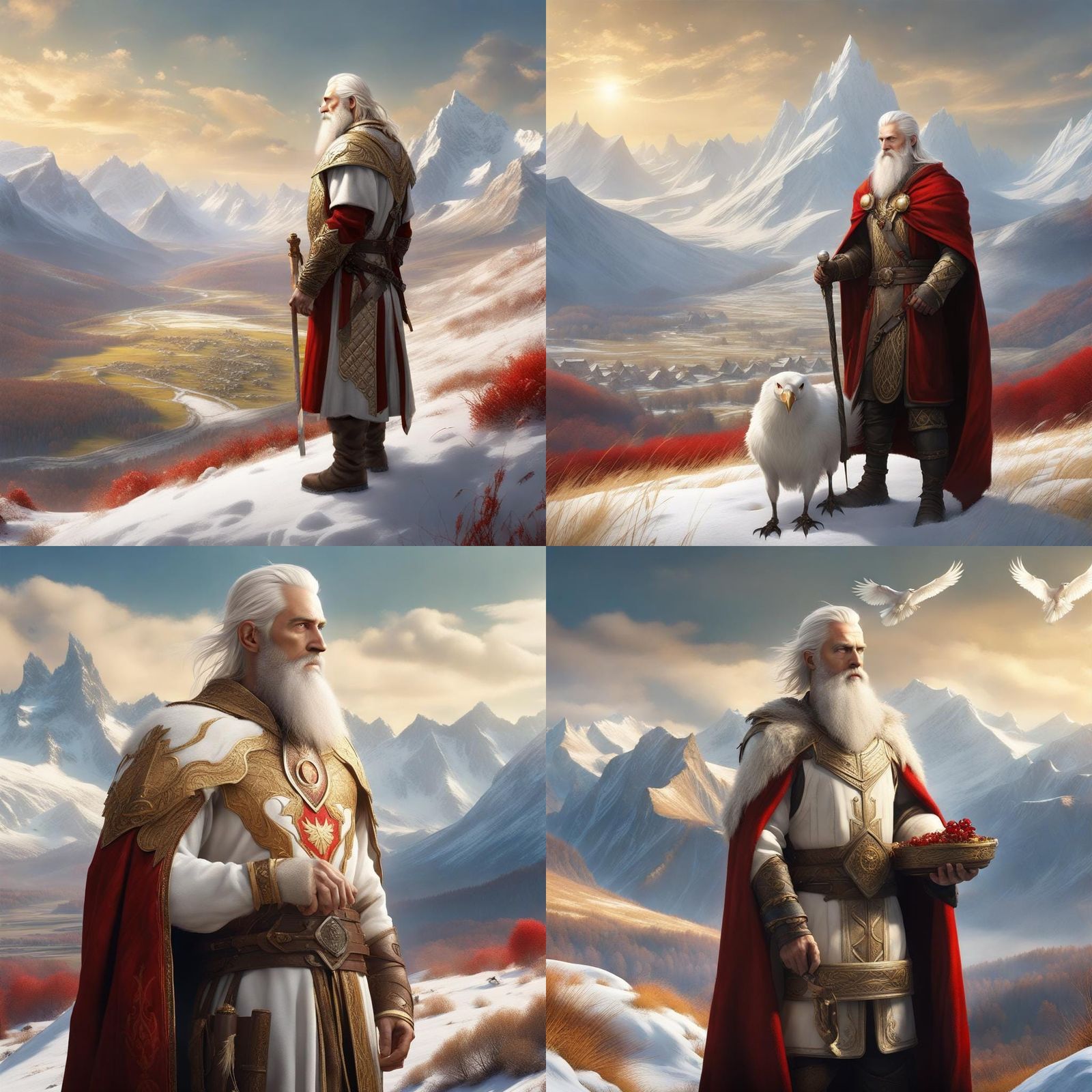 Norse Lord With Crow in Sunlit Pasture