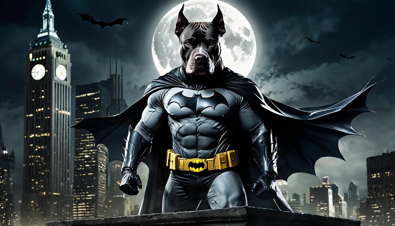 Pit Bull as Batman in Gotham, Digital Painting