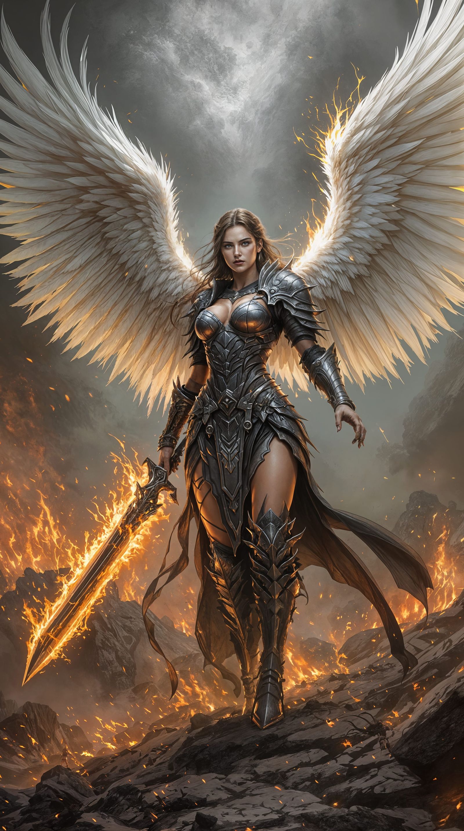 Epic Fantasy Warrior in Hyperrealistic Battle Scene