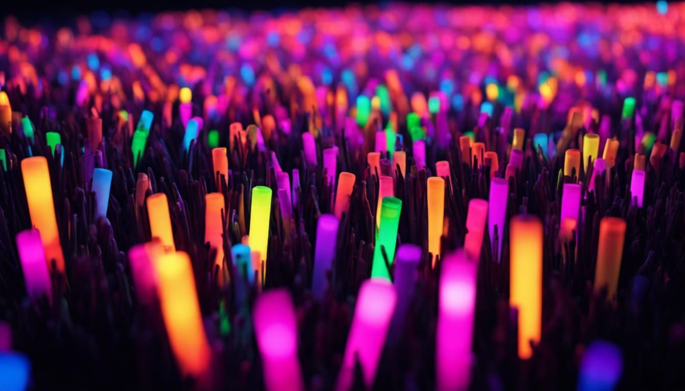 A field of millions of glow sticks in perfect dark