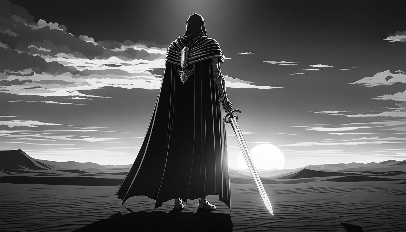 Templar Skeleton Transcends in Desert: Anime Key Visual