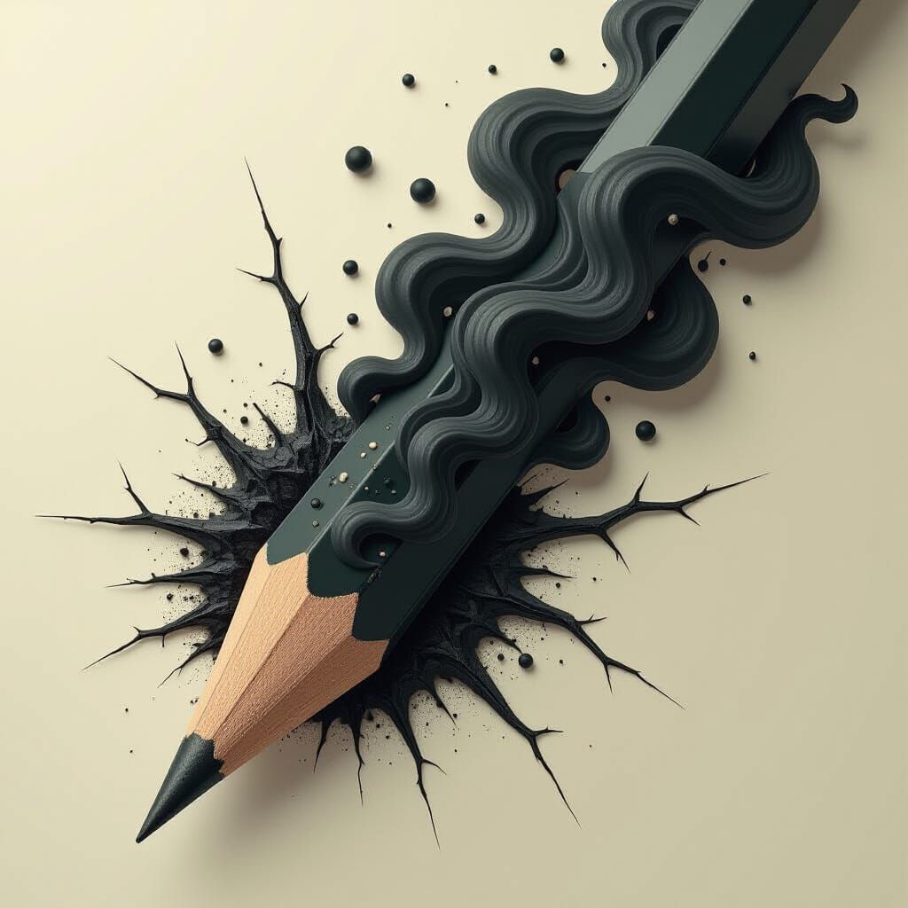 Surreal Fractured Pencil Art of Oblivion