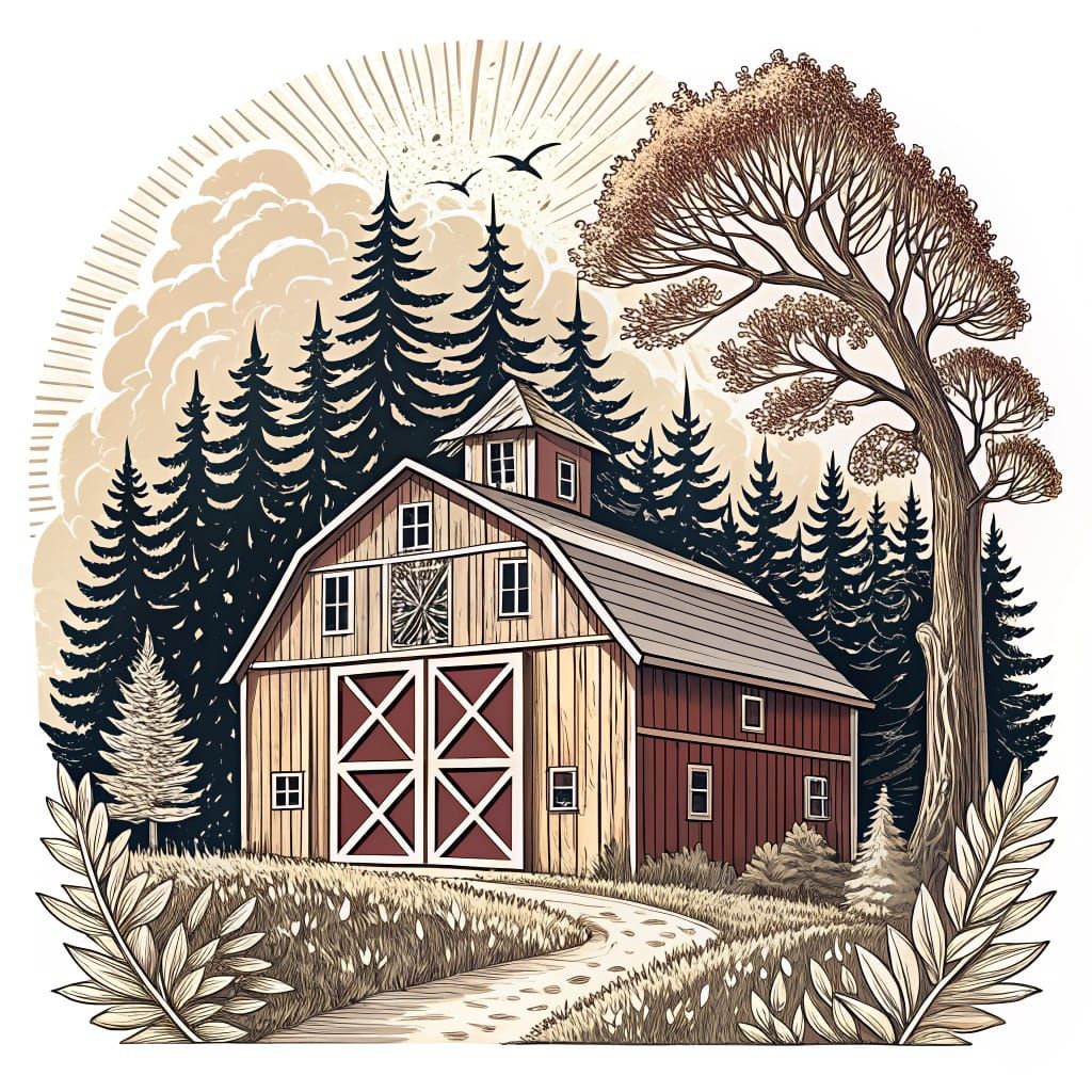 Timber Framing Logo in Woodcut Style