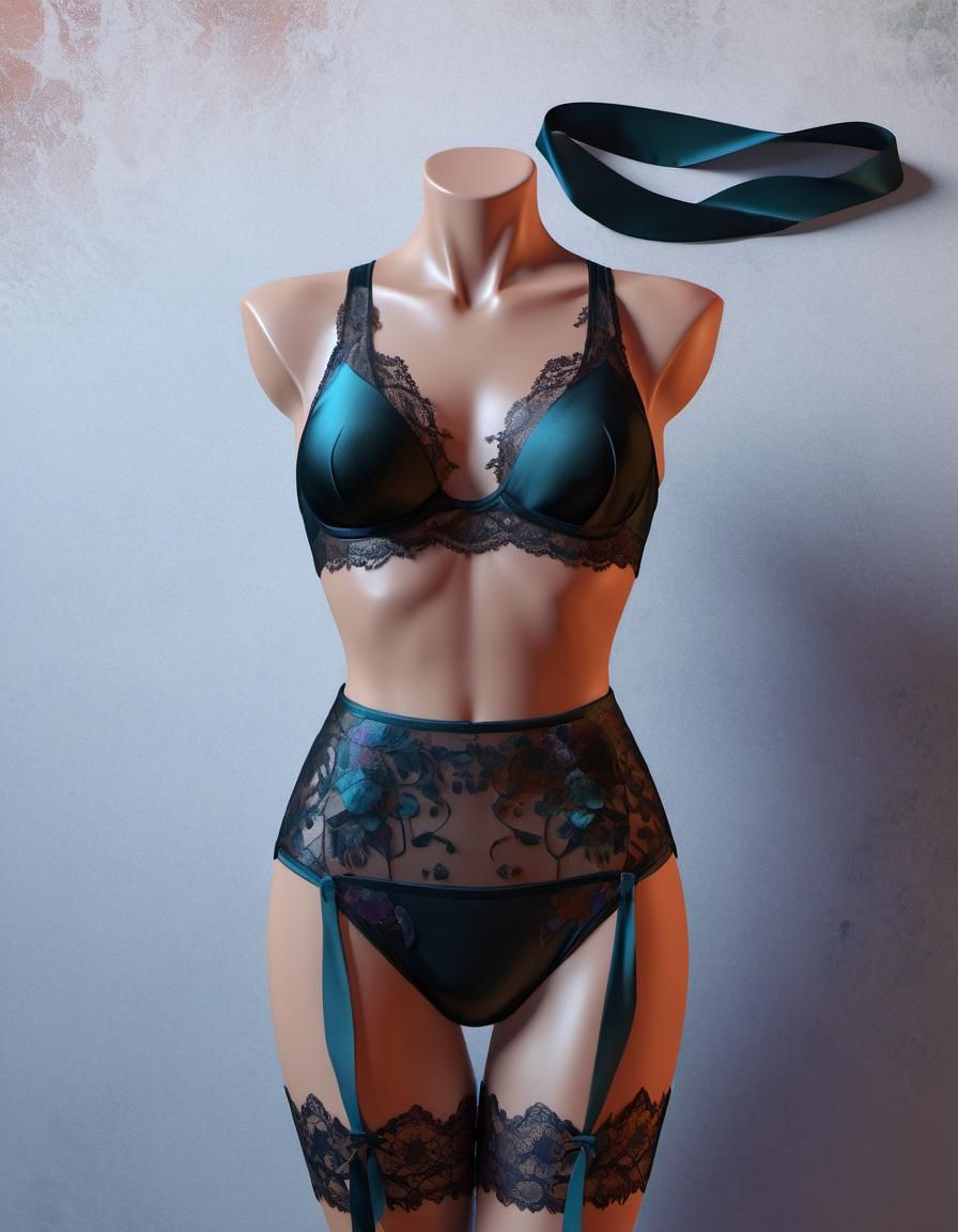 Silk and Lace Lingerie Portrait in Digital Art Style