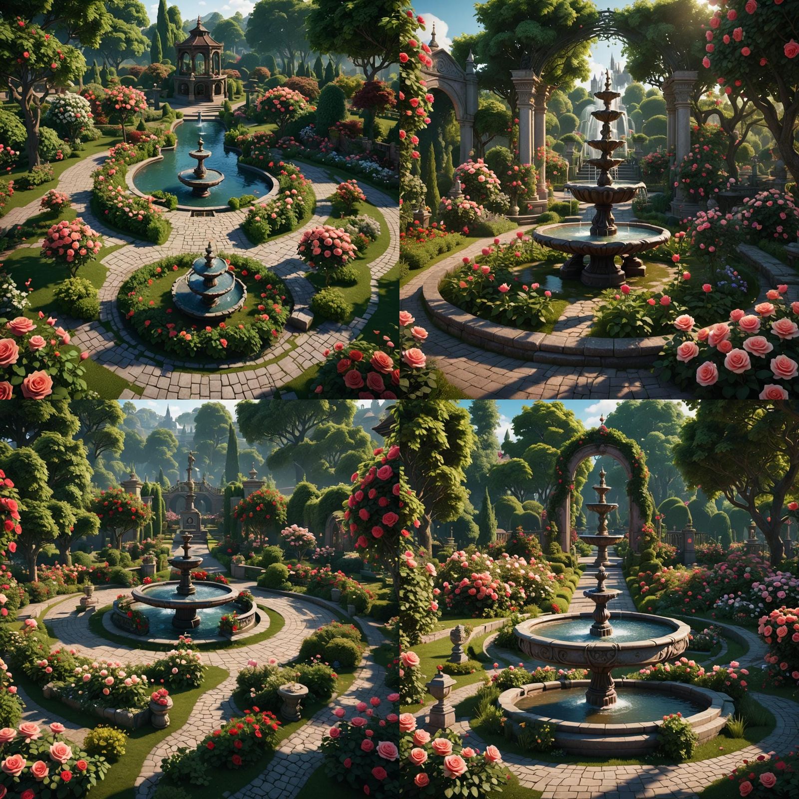 Detailed Rose Garden Matte Painting in Unreal Engine