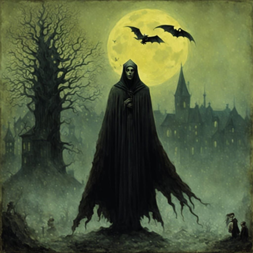 Victorian Vampire Lays Lifeless Redhead in Dark, Tattered Cl...