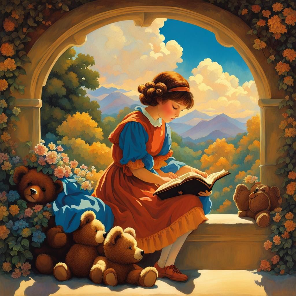 Girl Reading Book, Anime Style, Parrish Inspiration