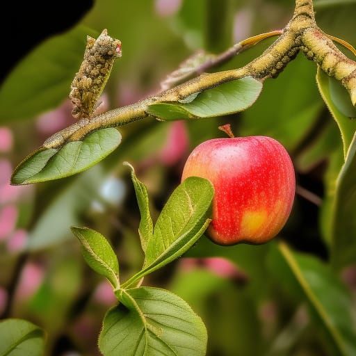 Butterfly on Apple Bud in Hyperrealistic Style