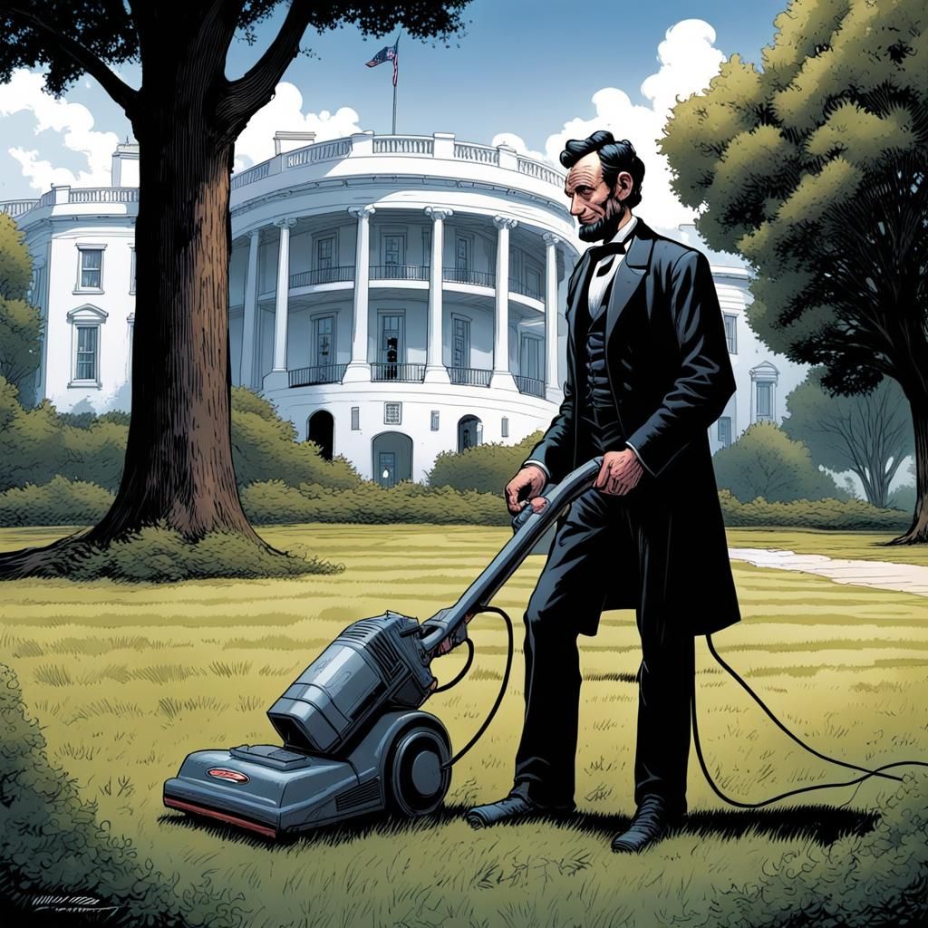 Abraham Lincoln Vacuums the White House Lawn