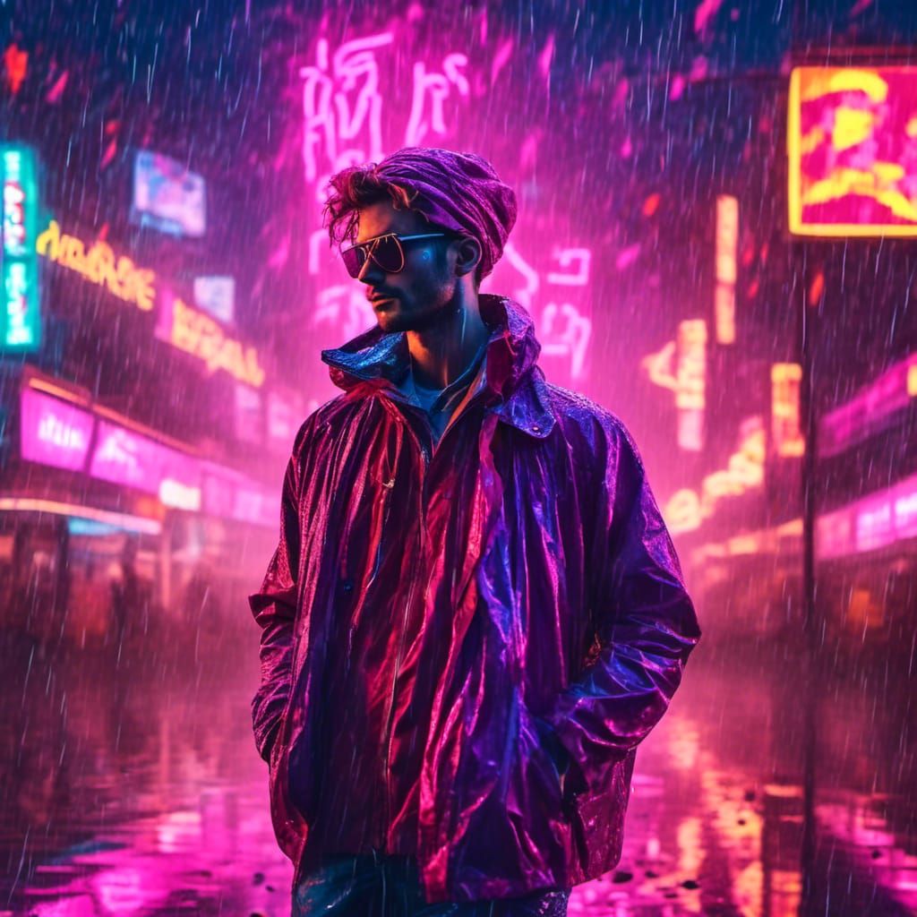 Synthwave Neon Figure in Retro Style