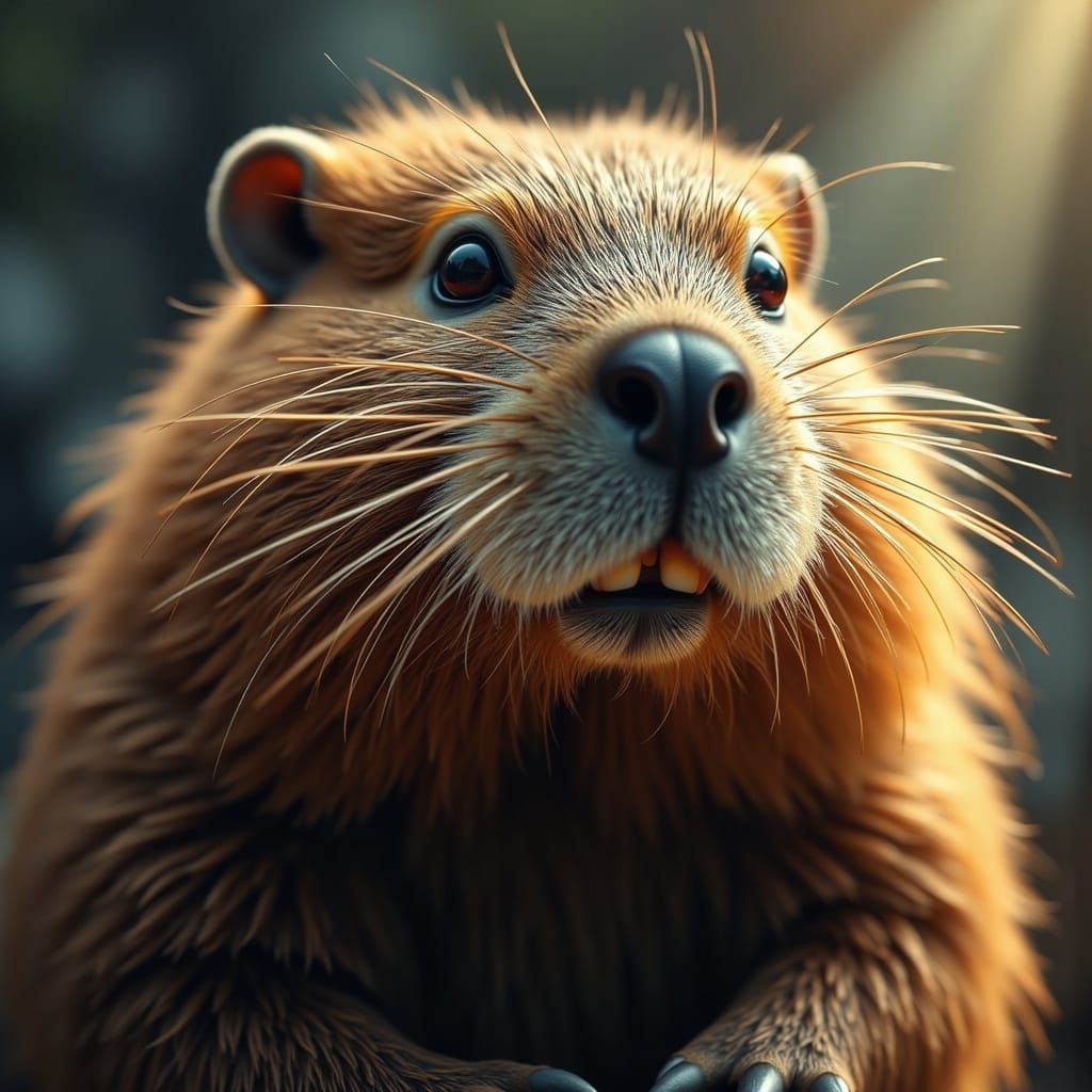 Photorealistic Beaver Portrait with Expressive Eyes