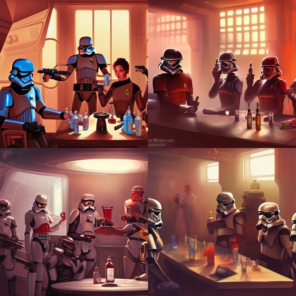 Steampunk Cantina Scene with Star Trek Characters