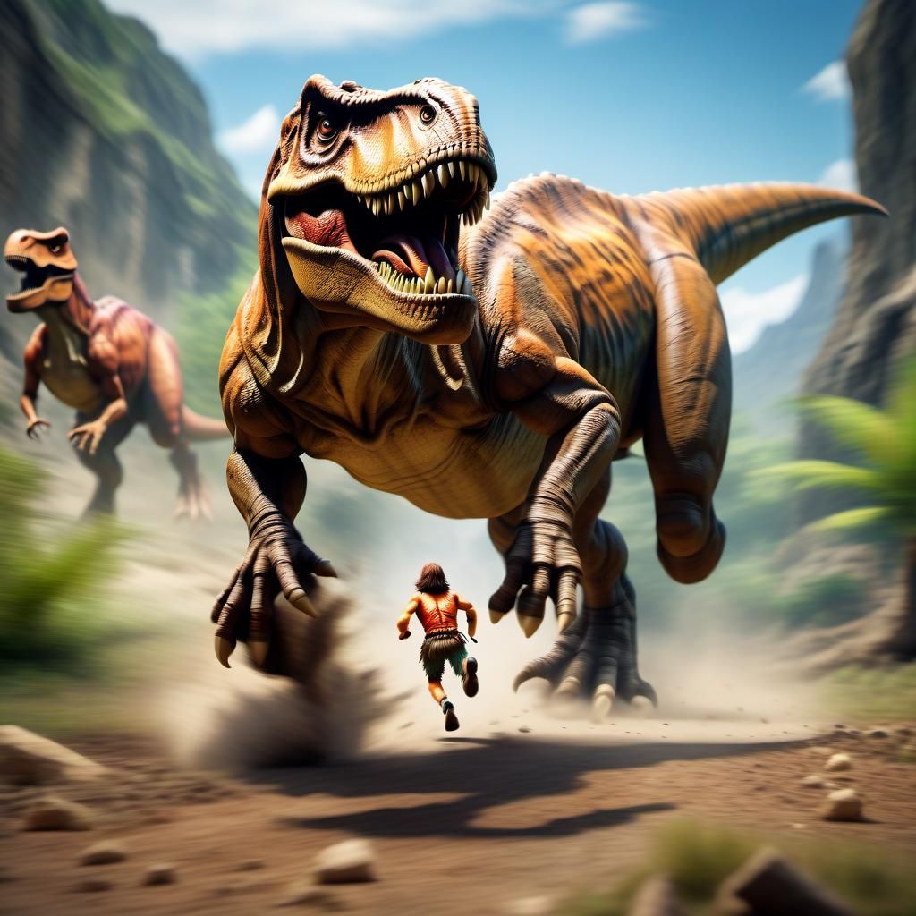 T-Rex Chase: Prehistoric Tilt-Shift Action