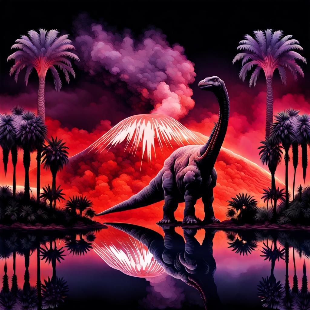 Brontosaurus Double Exposure Portrait in Watercolor Style