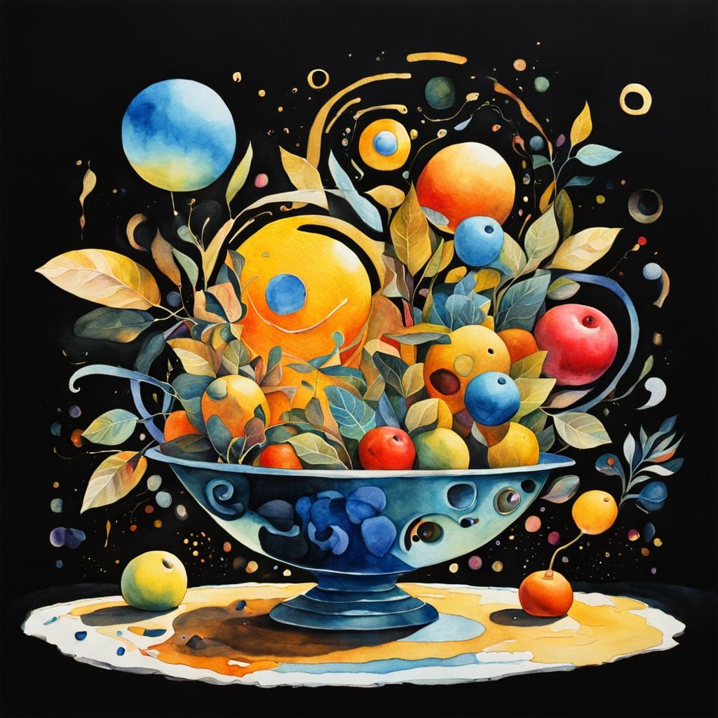 Surreal Still Life in Watercolor with Ink Outlines