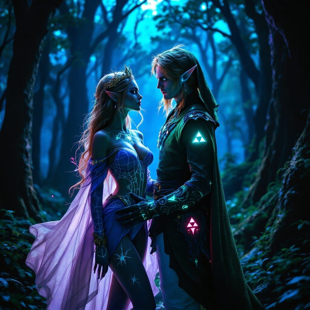 Ethereal Princess Zelda in Dark Fantasy Wonderland