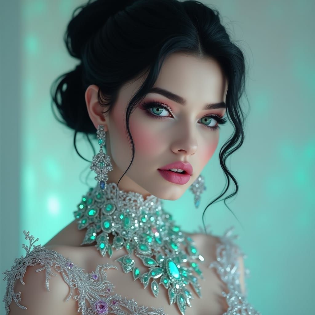 Hyperrealistic Portrait of a Futuristic Goddess