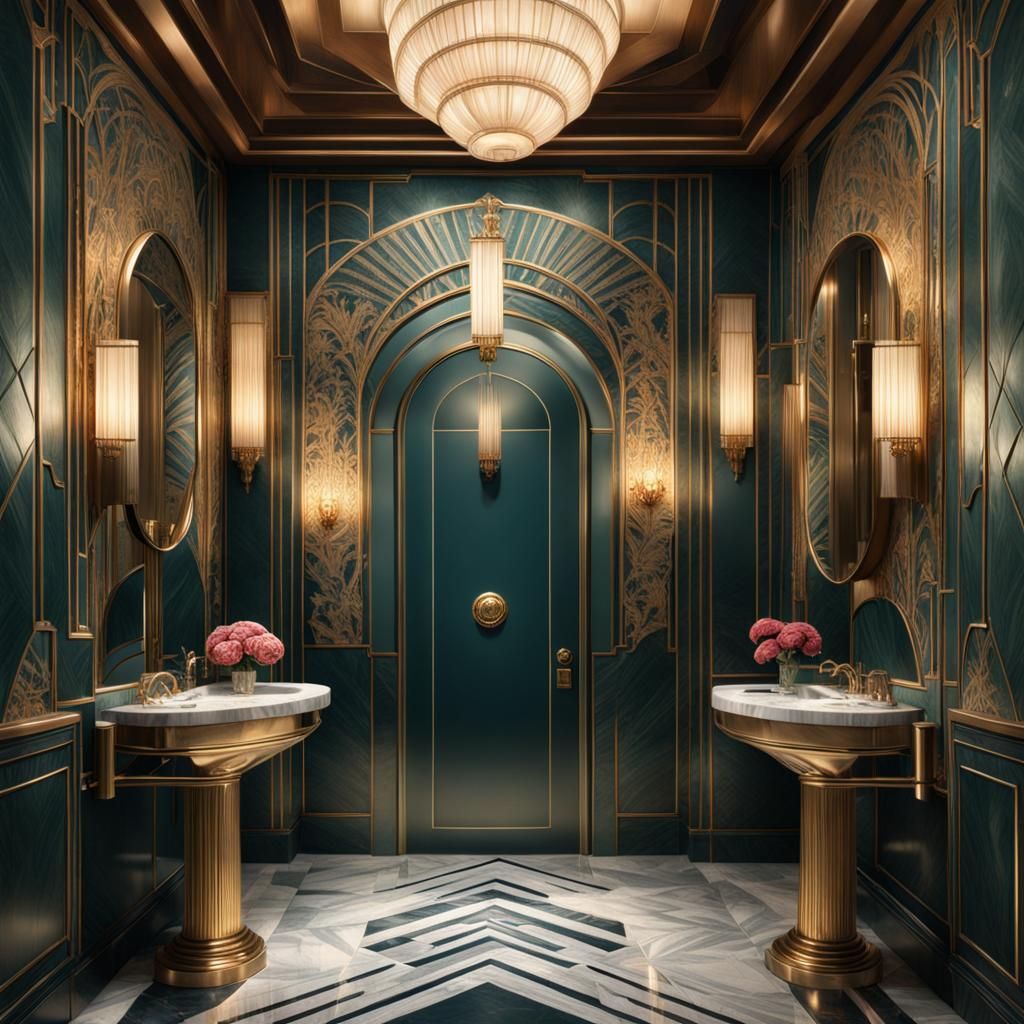 Art Deco Powder Room: Digital Matte Painting