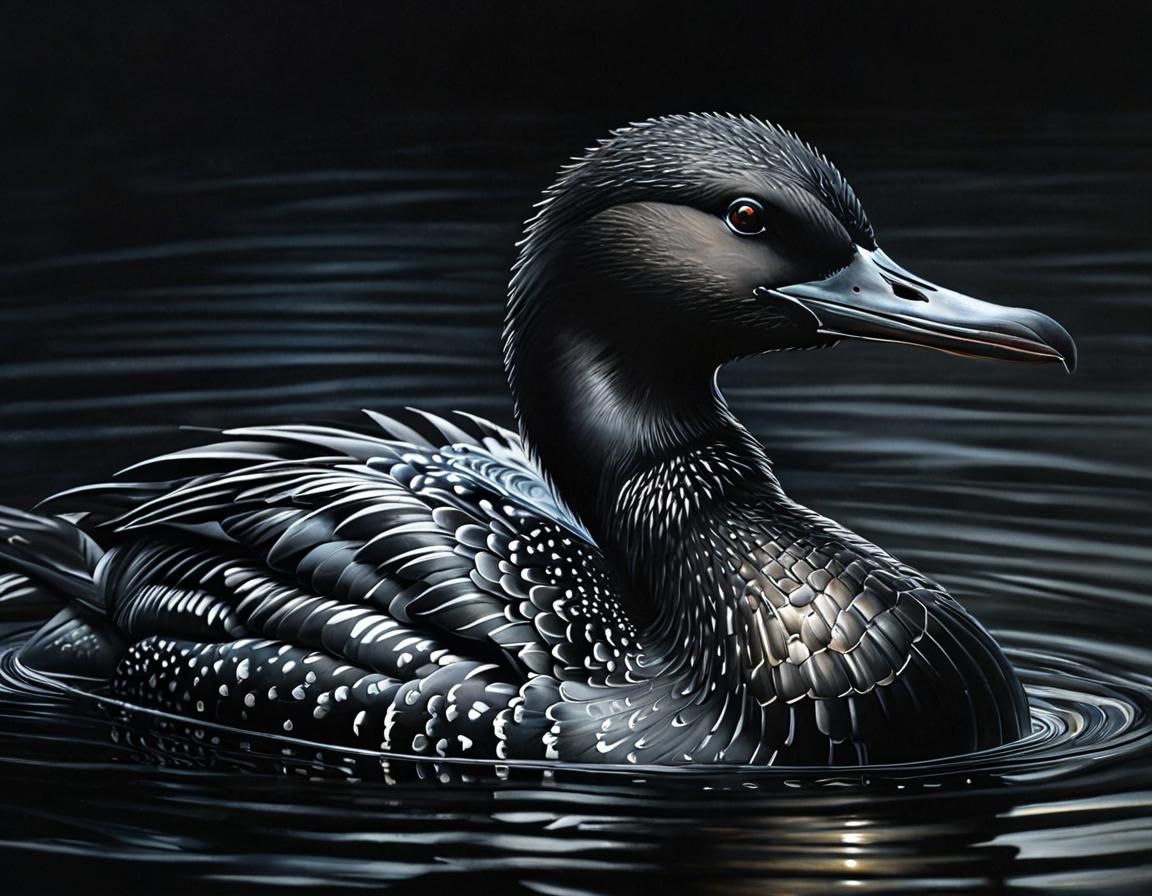 Black Loon in Grunge Style Impasto Oil Painting
