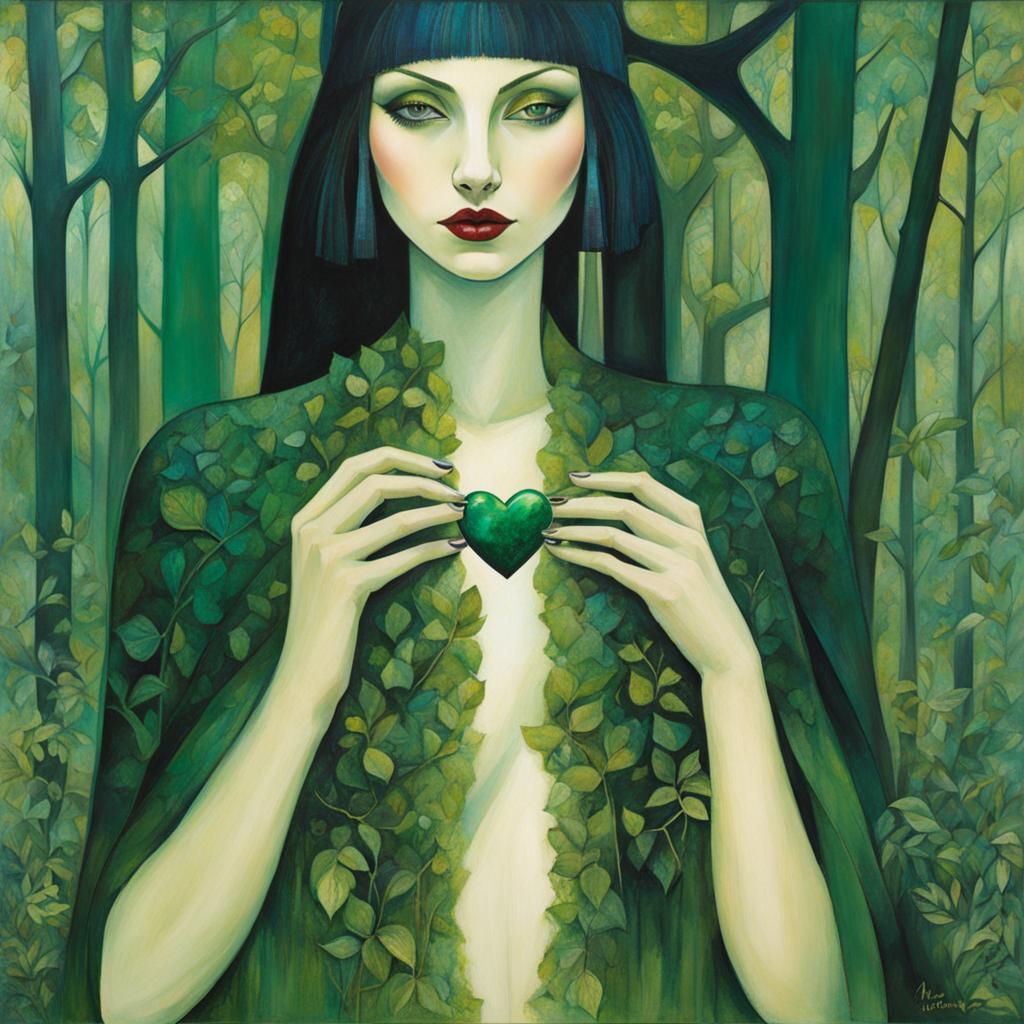 Emerald Forest Woman: Art Brut Style