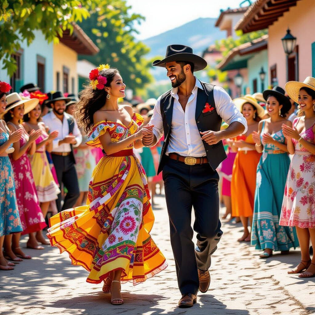 Energetic Latin Street Dance Among Friendly Neighbors